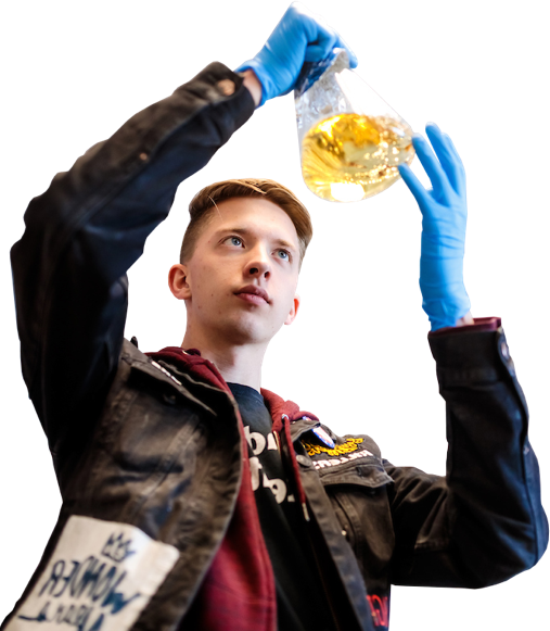 science student with beaker